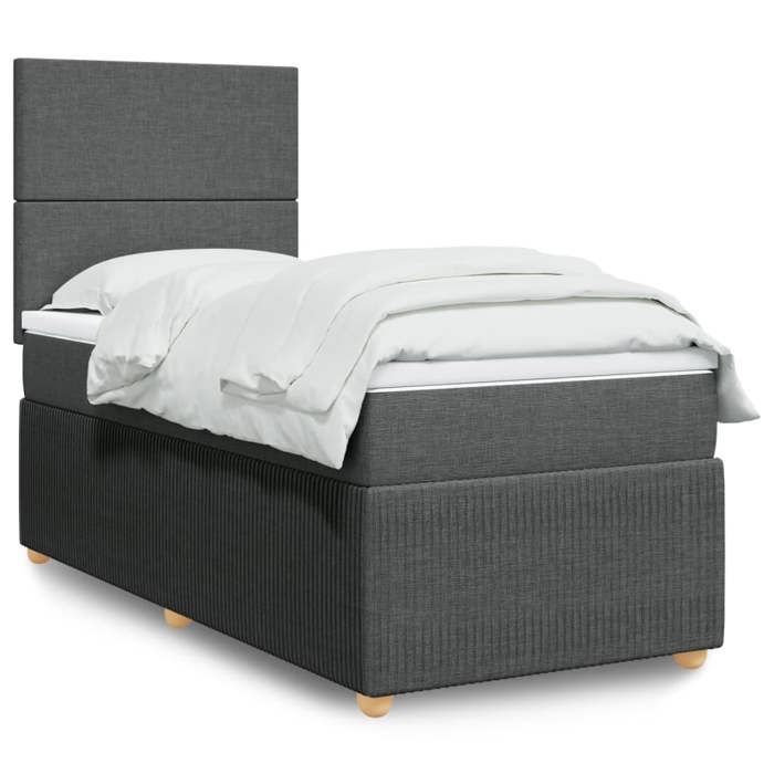 VidaXL Sommier à lattes de lit avec matelas Gris foncé 90x200 cm Tissu 3294233