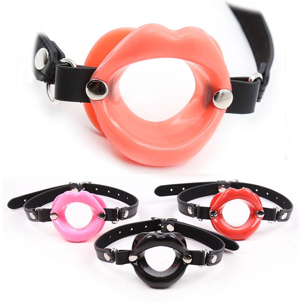 Open Mouth Gag Oral Fixation With Belt Sex Toys Silicone Lips O-Ring BDSM Slave Stuffed Adult Games For Couples Flirting