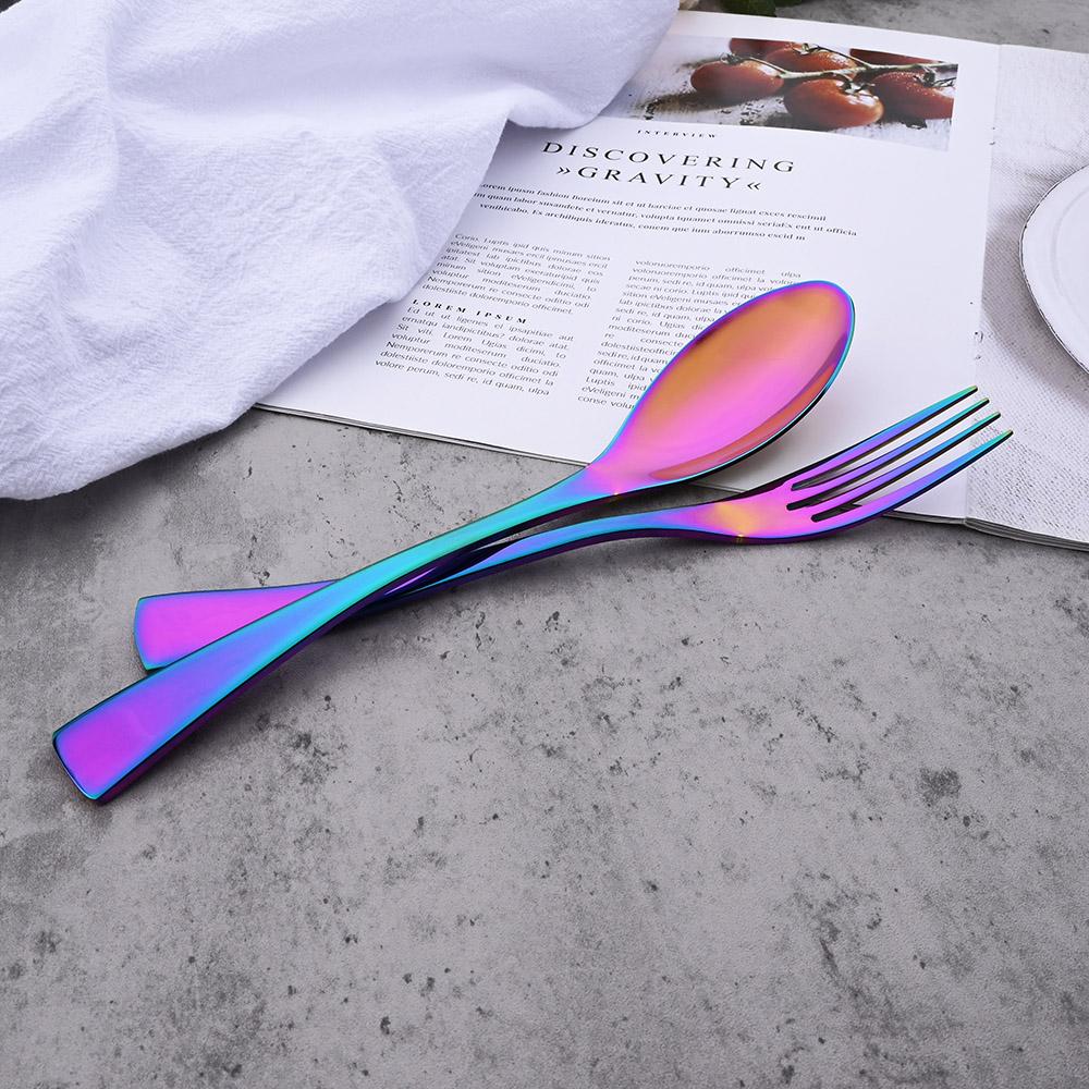 Luxury 6Pcs Dinner Fork Tableware Dinnerware 18/10 Stainless Steel Silverware Gold Kitchen Party Home Flatware Cutlery Set