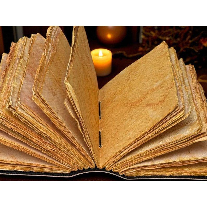 Grimoire Vintage Mushroom leather journal, Handmade Antique Deckle Edge Paper Spell Book of Shadows Journal for gifts