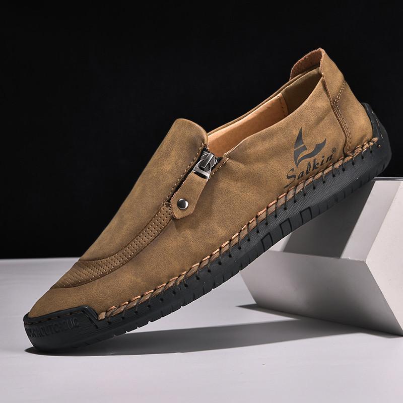 Spring Summer White Men's Retro Shoes Size 38-48 Breathable Leather Loafers Men Slip-on Casual Shoes for Men mocasines de hombre