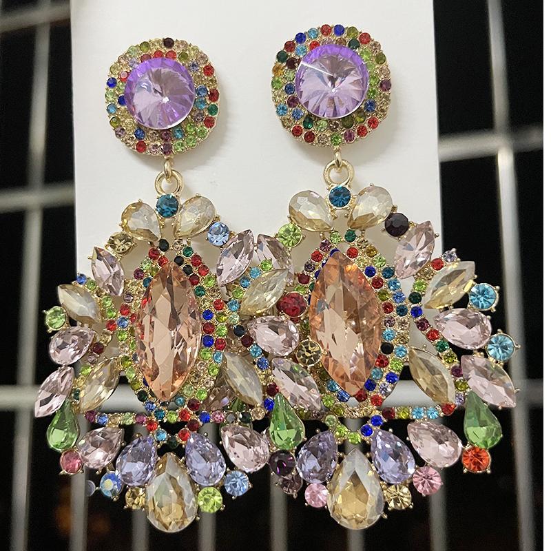 2022 New Products 16 Colors New Rhinestones Jewelry Statement Earrings Big Glass Drop Earrings for Women Fashion Accessories
