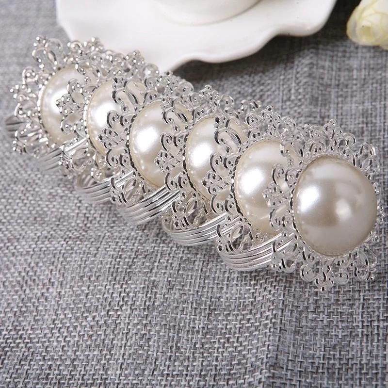 1Pcs Pearl Napkin Ring Serviette Holder Wedding Banquet Dinner Decor Favor Accessories Supplies Gifts Household Table Decoration