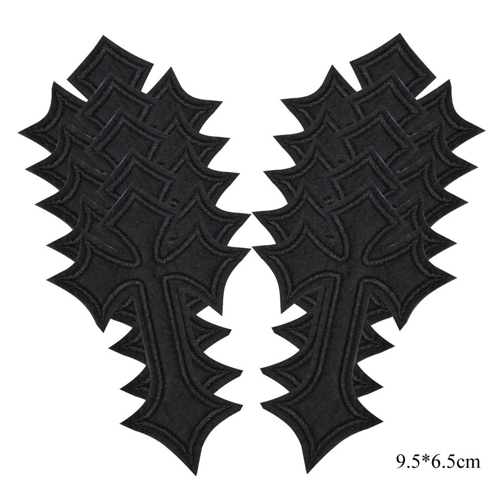 10 ks Černobílé Křížové Vyšívané Nášivky Aplikace Oblečení Nášivka Dekorace