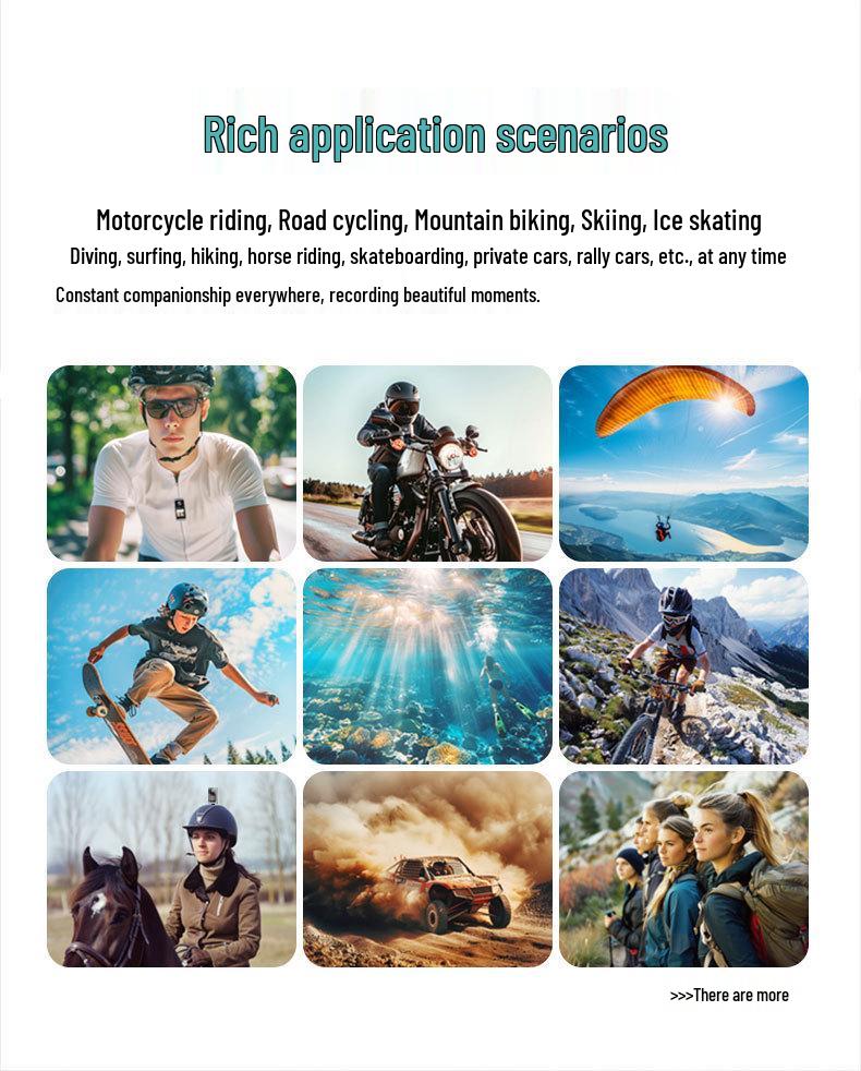 4K HD Waterproof Sports Camera with Anti-Shake, Chest & Head Mounts for Motorcycle & Diving