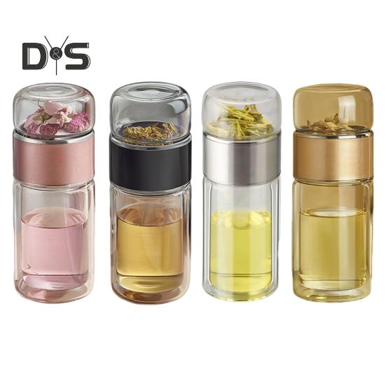 Glass Tea Infuser Double Layer Insulation Tea Maker Leak-proof Portable Travel Tea Cup with Filter Tea Water Separation Tea Bottle Gift for Tea Lovers