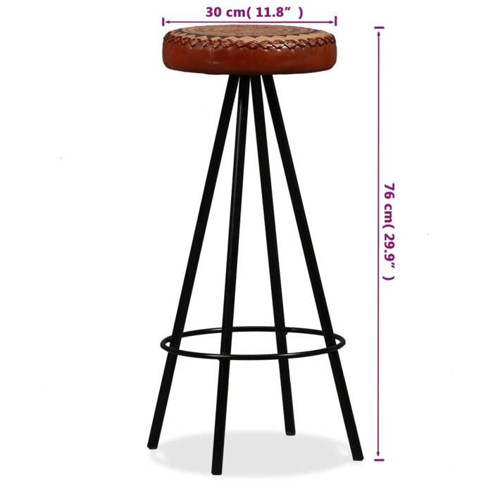 Tabourets de bar - VIDAXL - Cuir véritable - Marron et noir