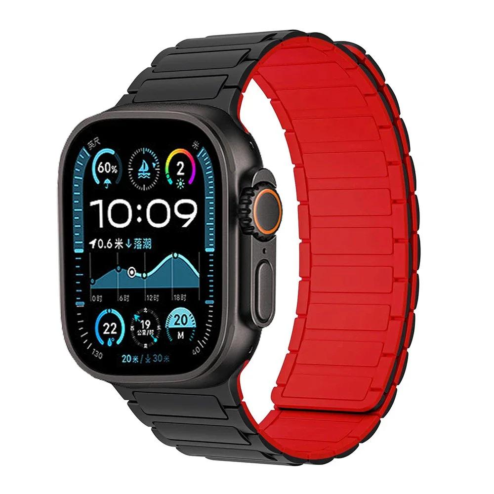 Silicone Strap for Apple Watch Band 49mm 46mm 42mm 45mm 44mm 41 40mm Bracelet iWatch Series 11 10 9 8 7 6 5 4 SE Ultra 3 2 49MM