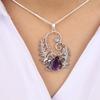 Natural Amethyst Gemstone Silver Unique Pendant 1.8" 925 Sterling Silver Jewelry For Anniversary Gift CP-42-17