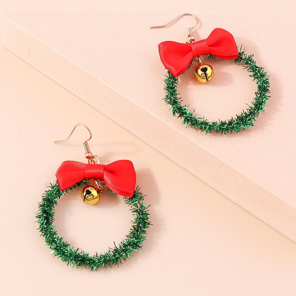 2023 Holiday Charm: European & American Creative Bell Wreath Bow Earrings