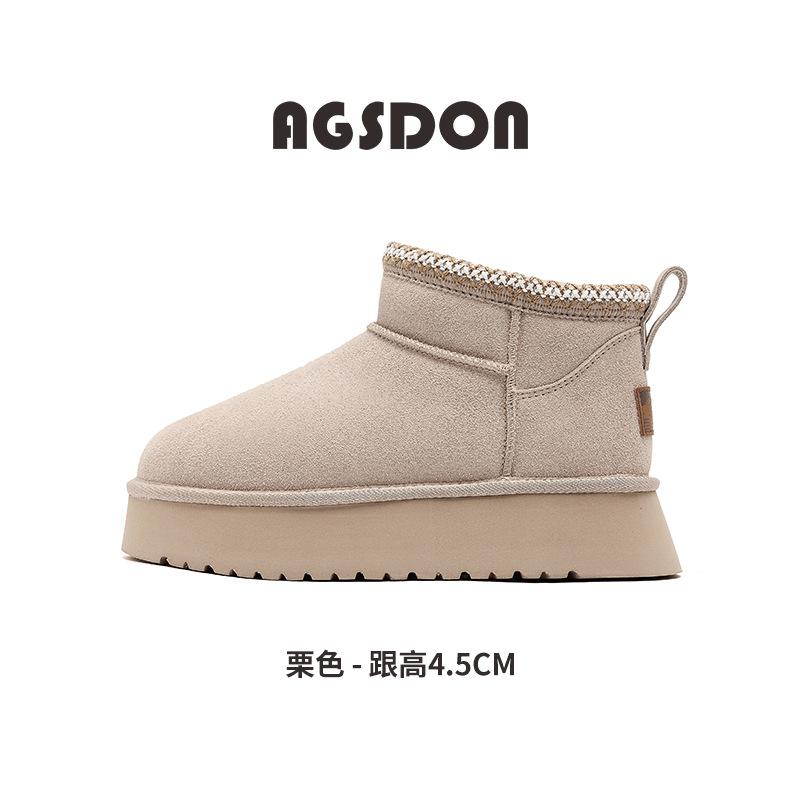 Augustine Snow Boots Women's 2025 New Winter Fleece Thickened Short Boots Muffin Platform Bread Cotton Shoes