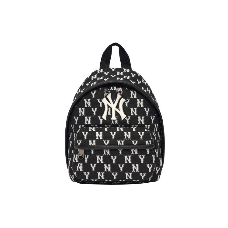 MLB Monogram Series Vintage Floral Print NY Yankees Polyester Backpack Unisex Backpacks Black 3ABKS012N-50BKS Black