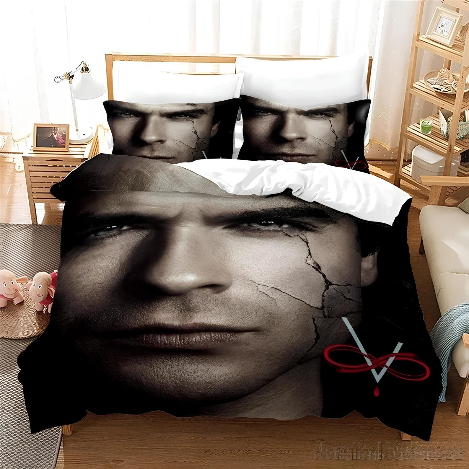Damon Salvatore Duvet Cover Set: Vampire Diaries Bedding, Custom Photo 135x200cm