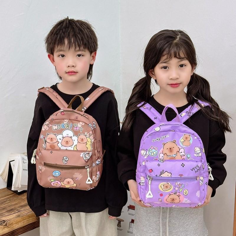 Pattern Capybara Cartoon Backpack Large Capacity Shoulders Bag Gift Children