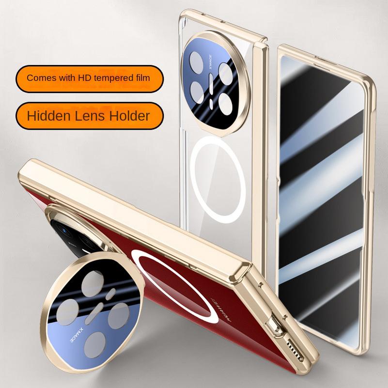 Magsafe Magnetic Transparent Privacy Screen Tempered Glass Protector Case For Huawei Mate X6 X5 Spring Hinged Holder Back Cover