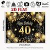 2D flat background banner - Exclusive black gold 40th anniversary theme decoration birthday party decoration