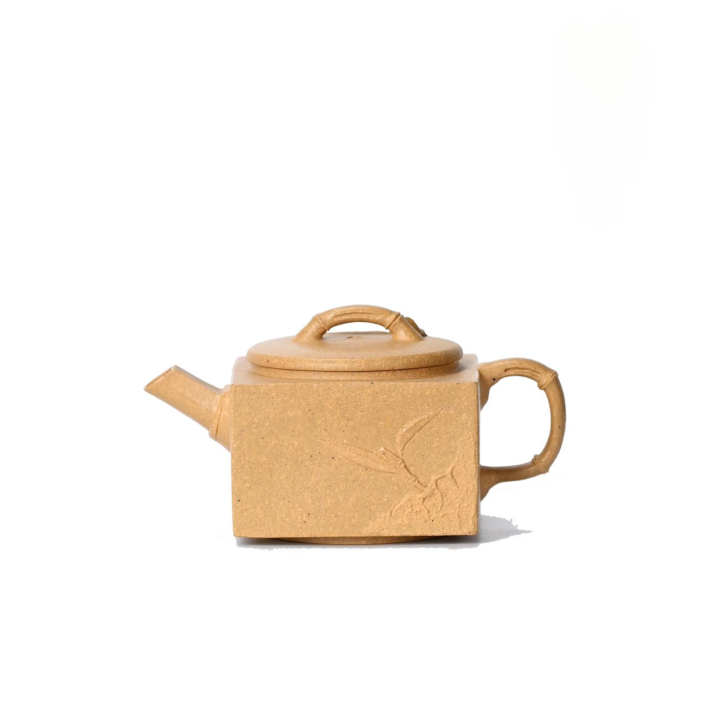 

110ml Aesthetic Yixing Purple Clay Teapots Handmade Bamboo Leaf Square Pot Raw Ore Section Mud Kettle Zisha Tea Set Ornaments