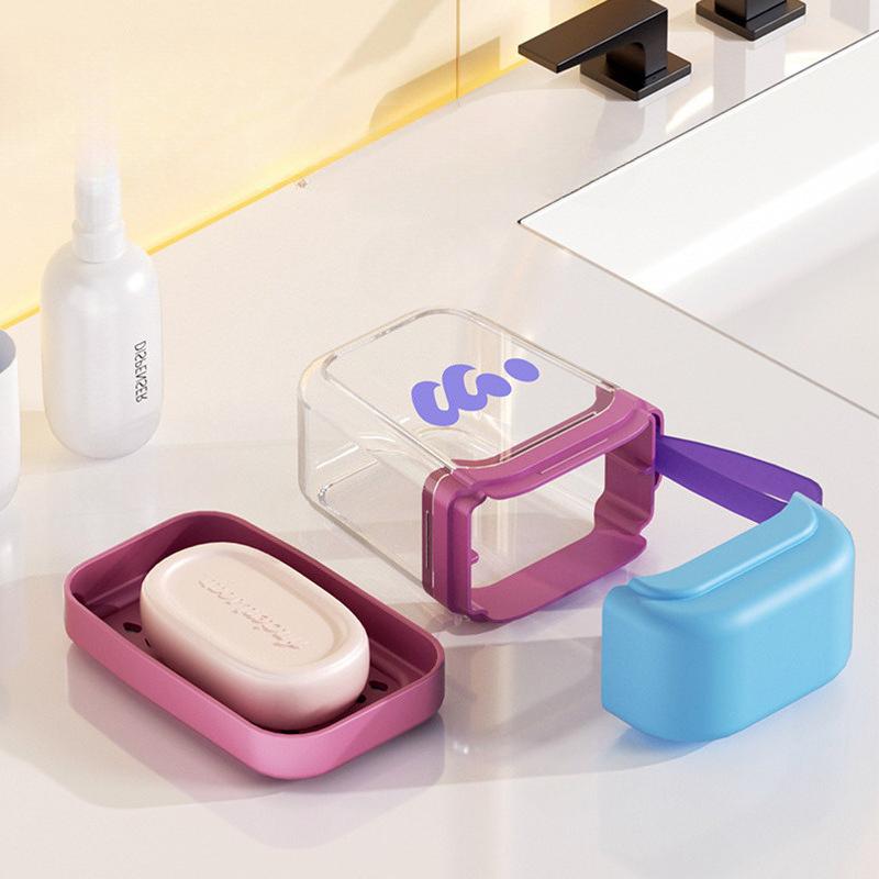 Portable Travel Soap Box with Lid, Sealed Double Decker Soap Storage Container for Toiletries Organization, Leak Proof Design