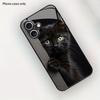 Kleines schwarzes Katzenmuster Trend Glas Schutzhülle für iPhone 17 16 16ProMax 15 14 13 12ProMax 11 11Pro Sturzschutz