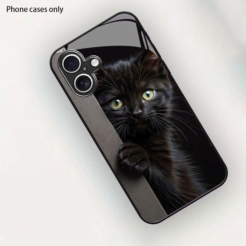 Kleines schwarzes Katzenmuster Trend Glas Schutzhülle für iPhone 17 16 16ProMax 15 14 13 12ProMax 11 11Pro Sturzschutz