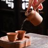 150ML Old Rock Mud Coarse Pottery Straight Tube Teapot Retro Ceramic Tea Brewing Pot Kung Fu Teapot Tea Kettle Tea Ceremony
