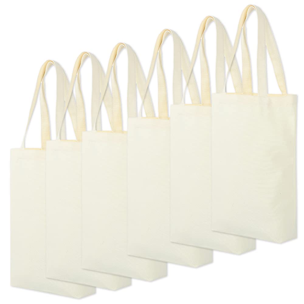 Nanairo-kan Canvas Fabric Tote Bag 6-Piece Set Plain Shoulder Cotton Canvas Handheld Embroidery Paint DIY A4 with Gusset
