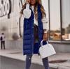 New European & American Fashion: Women's Solid Color Hooded Slim-Fit Sleeveless Mid-Length Cotton Vest