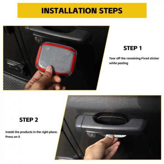 4pcs Carbon Fiber Door Handle Bowl Cover Trims For Jeep Wrangler JL JT 2018-2025