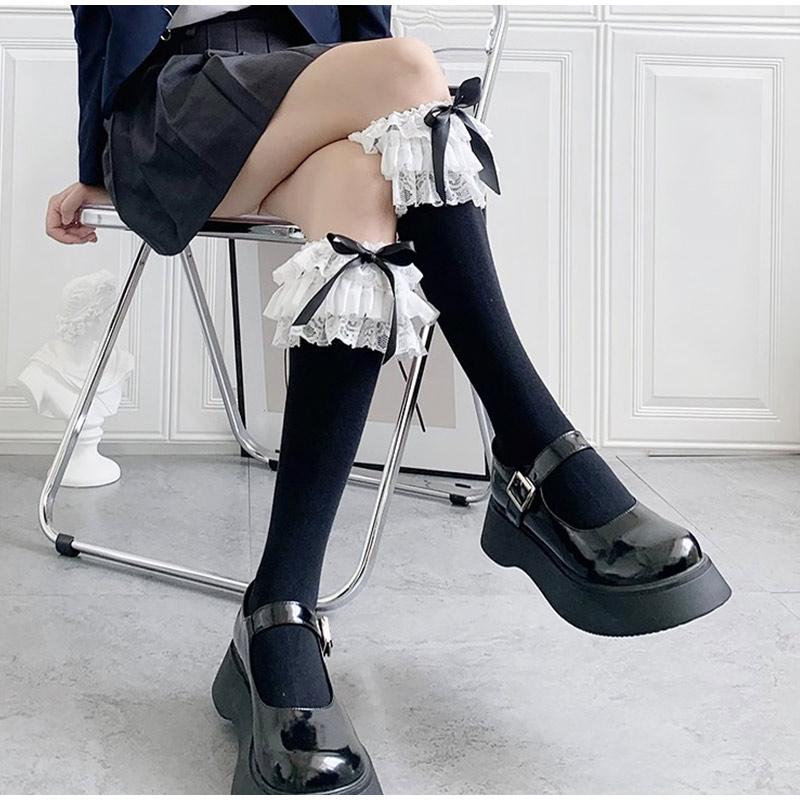 Lolita Lace Women Stockings Sweet Knee High Elastic Long Stocking