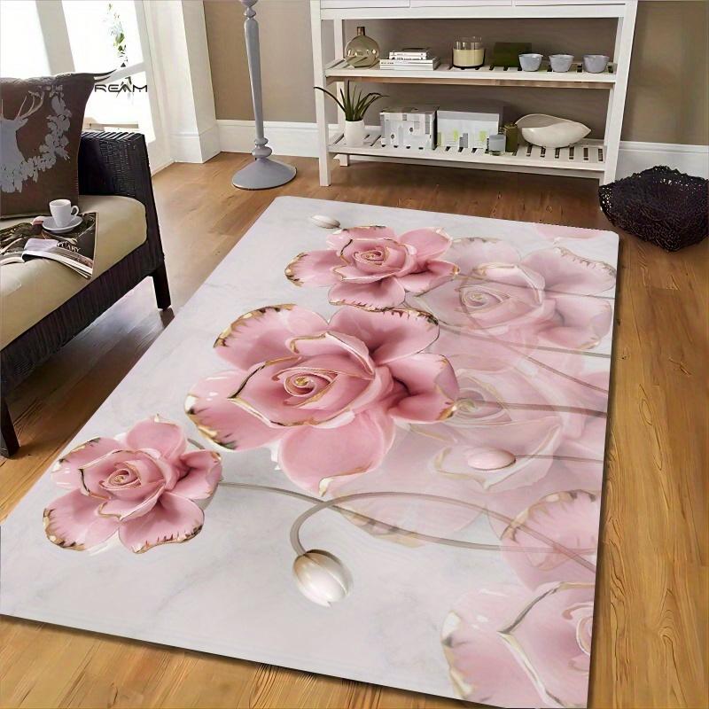 Roze Bloemig Patroon Entree Mat, Antislip Wasbare Vloerkleed, Gezellige Huisdecoratie Tapijt 80x120cm