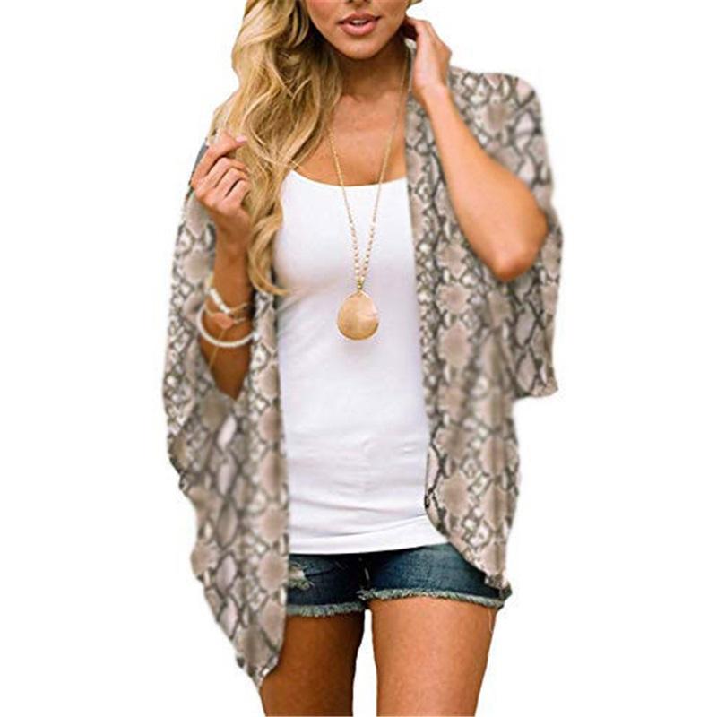 Summer Ladies New Chiffon Beach Skirt Blouse Vacation Style Leopard Print Cardigan Casual Sunscreen Clothing
