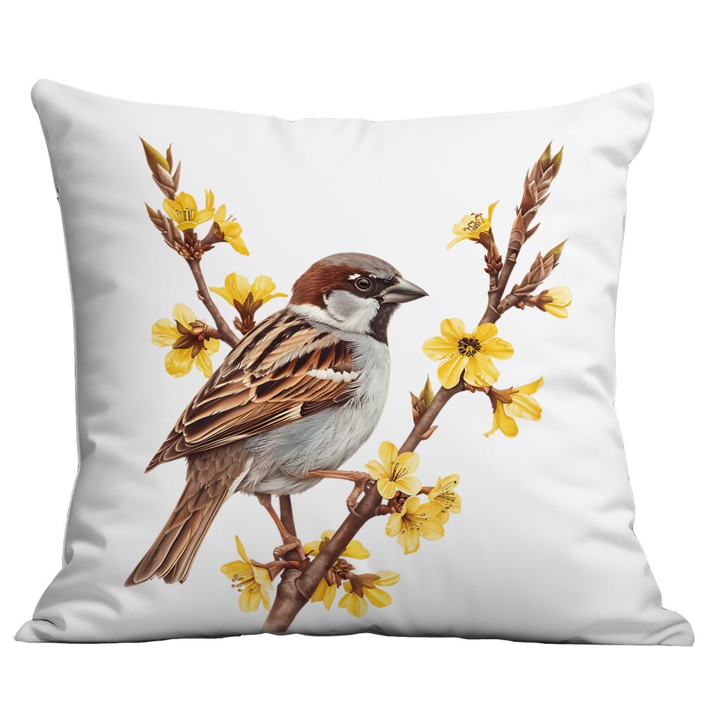 New Spring Flower and Bird Print Pillowcase Home Living Room Sofa Cushion Pillowcase