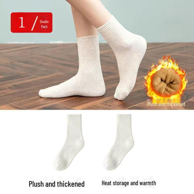 

Женские зимние носки средней длины из толстого плюша, устойчивые к холоду One size nude socks белый