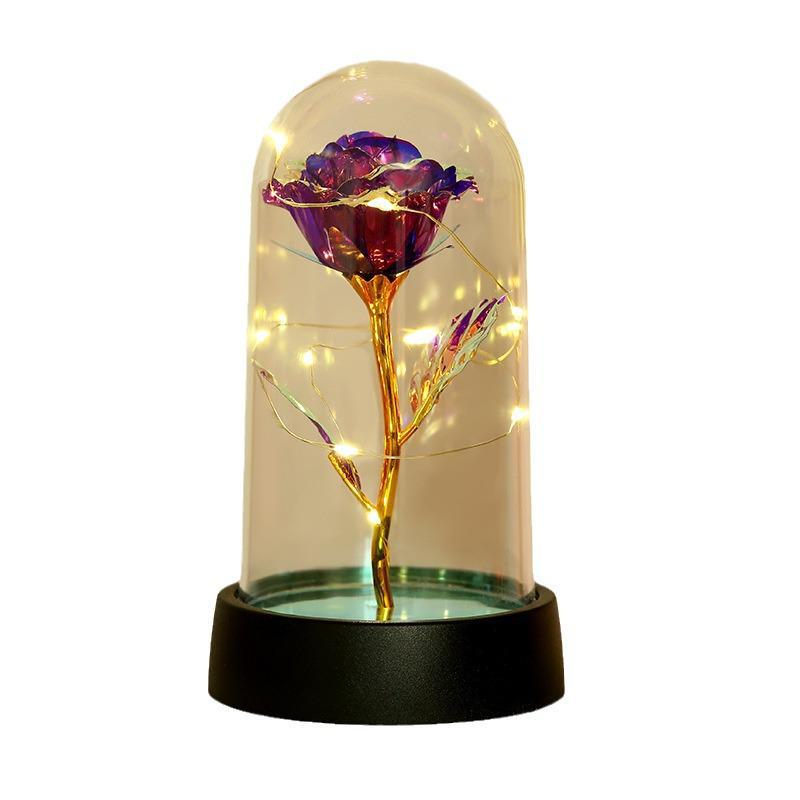 Valentine's Gold Folie Rose Glass Nattlys - Evig blomst Kreativ Ornament Bursdagsgave