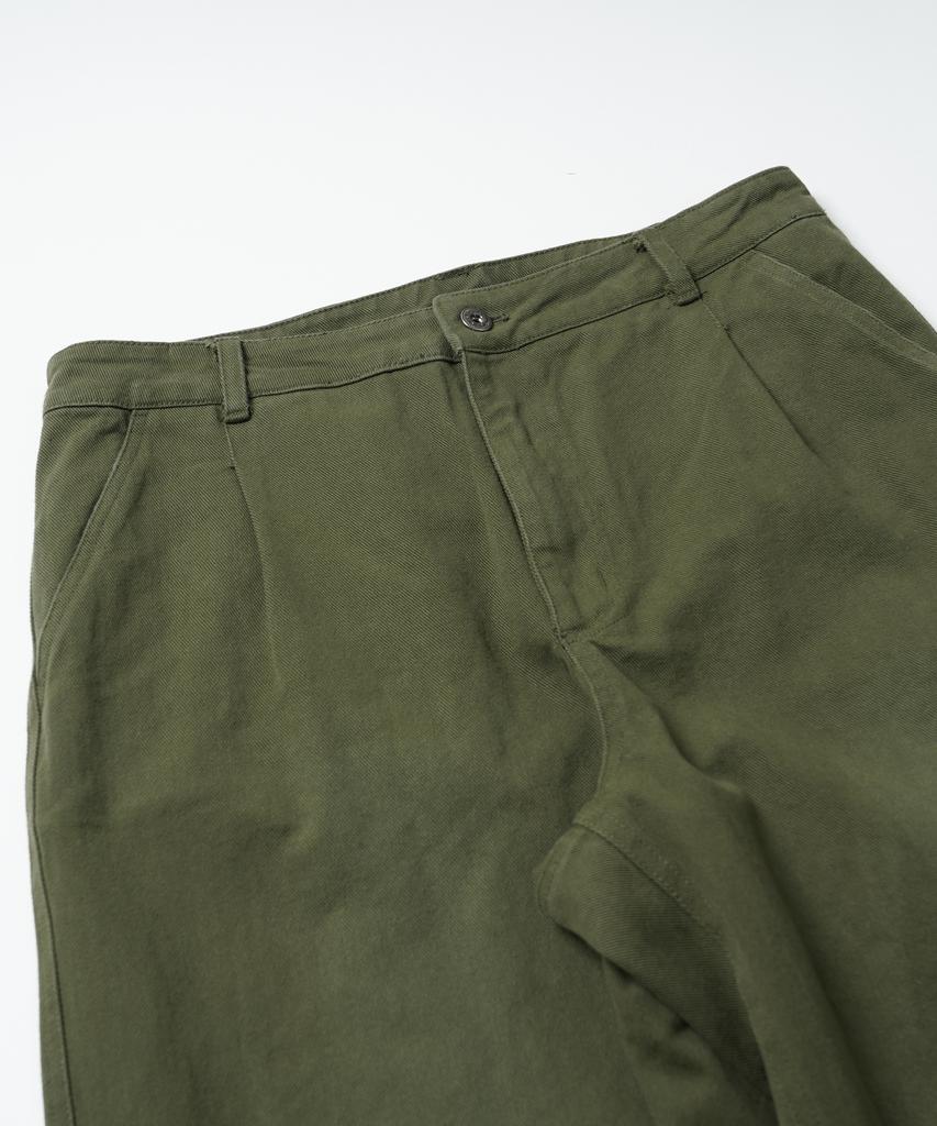 FRIZMWORKS Washed Cotton One Tuck Pants _ Olive