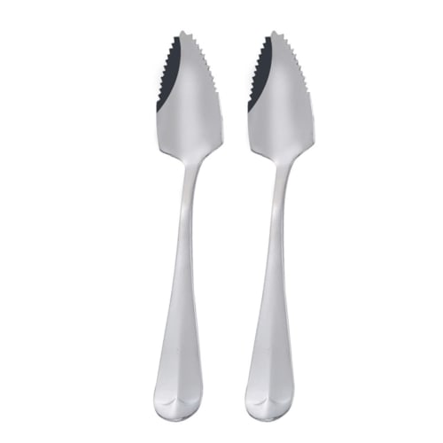 OUNONA 4 Pieces Half Serrated Spoons, Serrated Edge Spoons for Stirring Iced Tea, Serrated Grapefruit Spoons, Stainless Steel Fruit Serrated