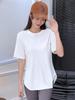 Women's Cool Ice Feel Solid Color Round Neck Short Sleeve Loose Fit Summer Top with Curved Hem