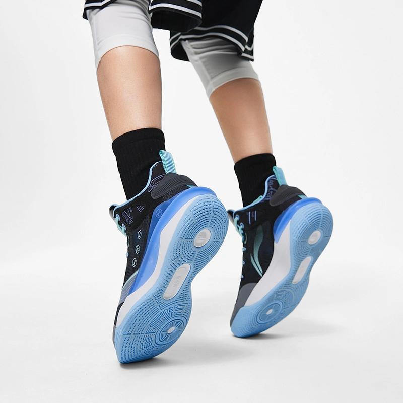 Li-Ning Cloud Anti-Slip Wear-Resistant Breathable Rebound Mid-Top Basketball Shoes Kids Basketball Shoes Gray Blue YKBT026-41