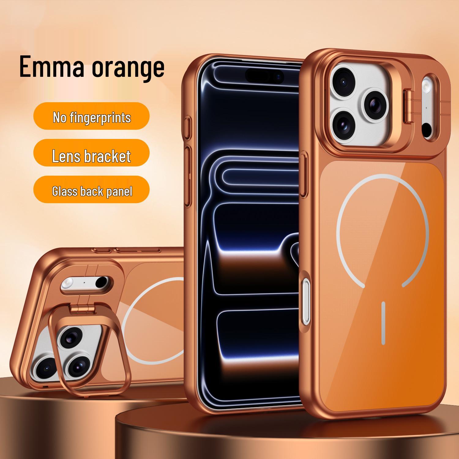 

iPhone 17 Pro Max Magnetic Case with Lens Holder & Skin-Feel Protective Design iPhone 16 Pro Max оранжевый