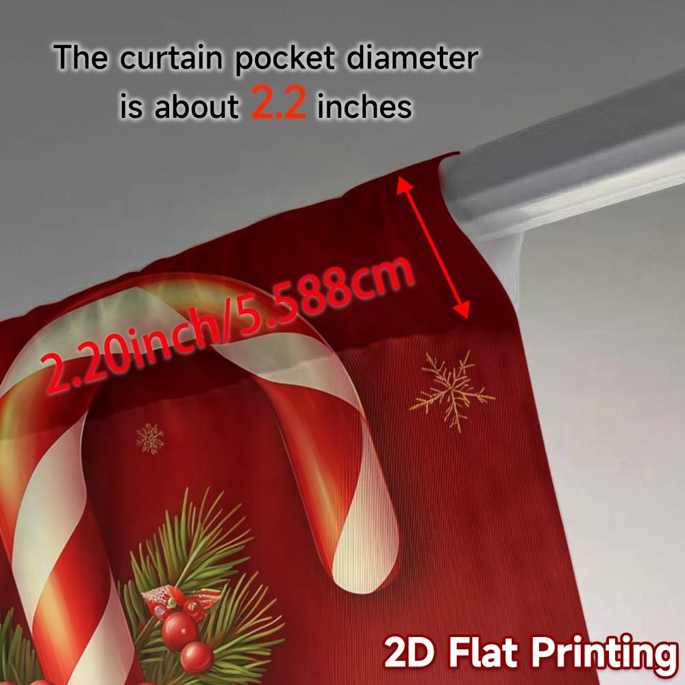 2pcs,Curtains Christmas Candy Cane Holly Ornament (3) Minimalist Modern Curtains Polyester Curtains Home Decor Use for Living