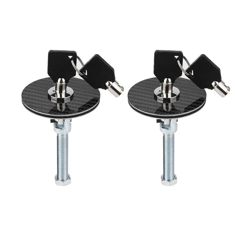 1 Paar abschließbares Haubenstift-Kit, Aluminium-Schnellverschluss-Riegel im Carbonfaser-Stil, Universalsperre für Rennwagen-Motorhaube mit Schlüsseln