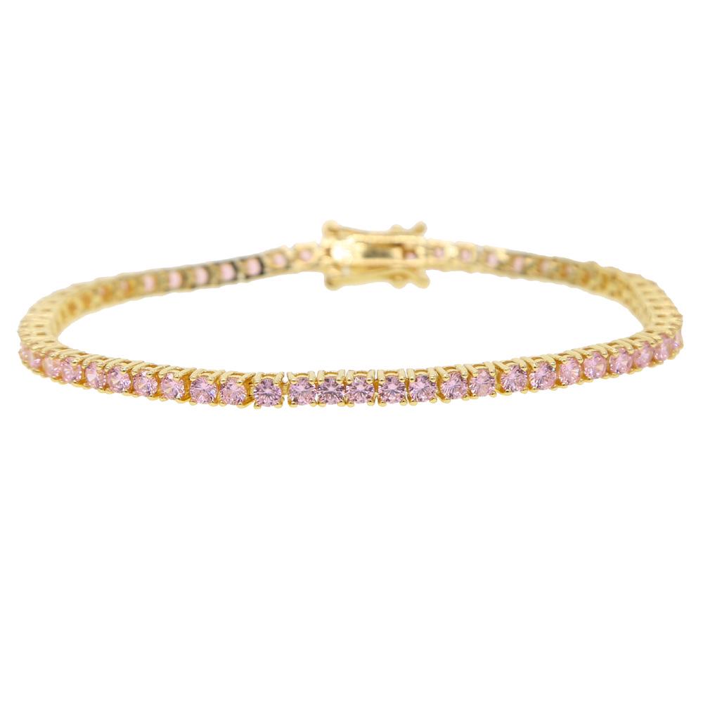 

Multicolor 3mm Zircon Tennis Chain Bracelet - Hip Hop Style for Women