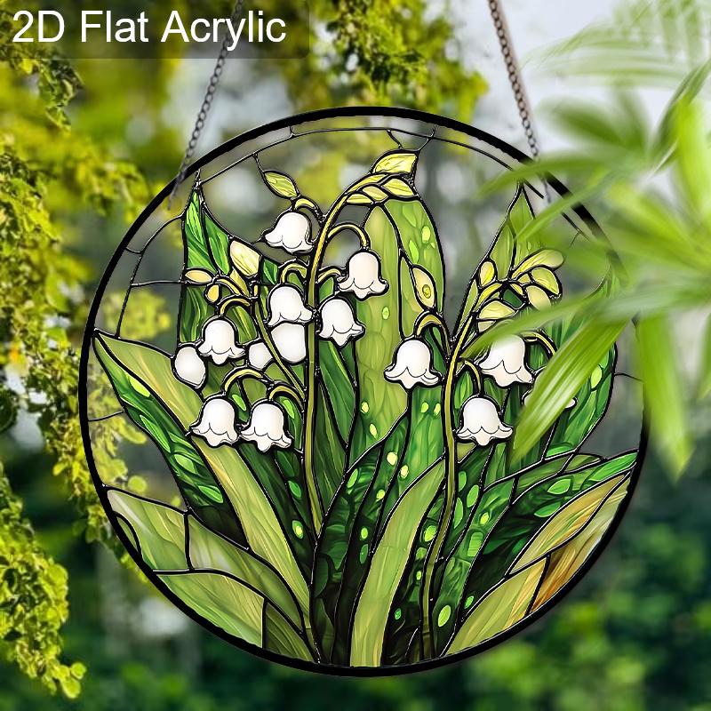 Acrylic Lily of the Valley Suncatcher Stained Glass Effect Window Hanging Ornament Flower Lover Gifts