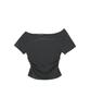 Eonibeu Shirring Lettering T-Shirt Charcoal