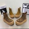 Fashion Platform Women Leopard Ankle Boots Suede Flats Fashion Shoes Woman 2025 Trend Winter Casual Sneakers Cozy Mujer Snow Botas Goth