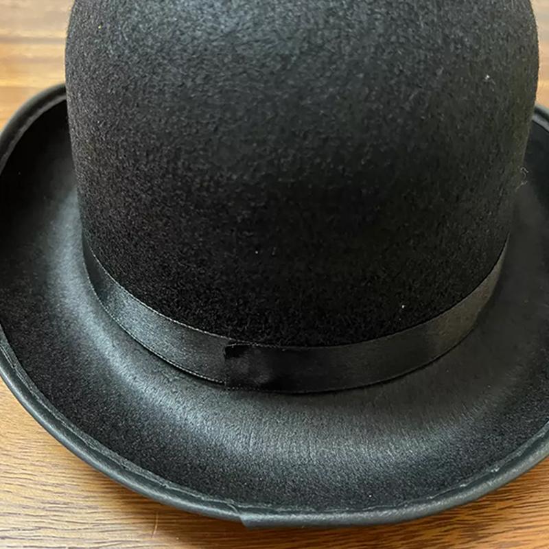 

Шляпа-котелок, винтажная фетровая шляпа дерби для мужчин и женщин, круглая шляпа-колокол с отворотами и черной лентой, шляпа дерби