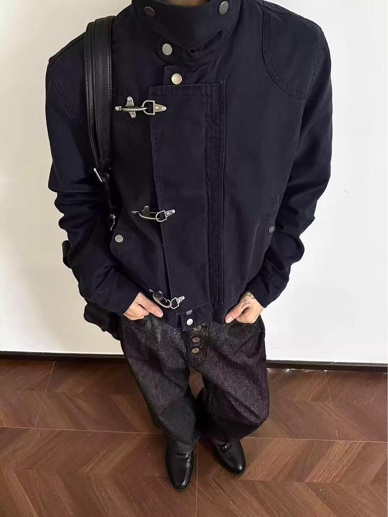 Men's High-End Retro Motorcycle Utility Jacket - Autumn/Winter High Street Vibe Style