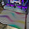 Optical Illusion 3D Abstract Checkered Wave Spiral Mat Visual Impact Non-slip Carpet Rug for Gaming Living Room Home Decoration