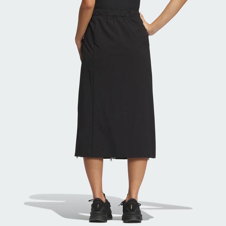 Adidas Womens Solid Color Side Zipper Elastic Waist Long Skirt Women Skirts Black IM8985