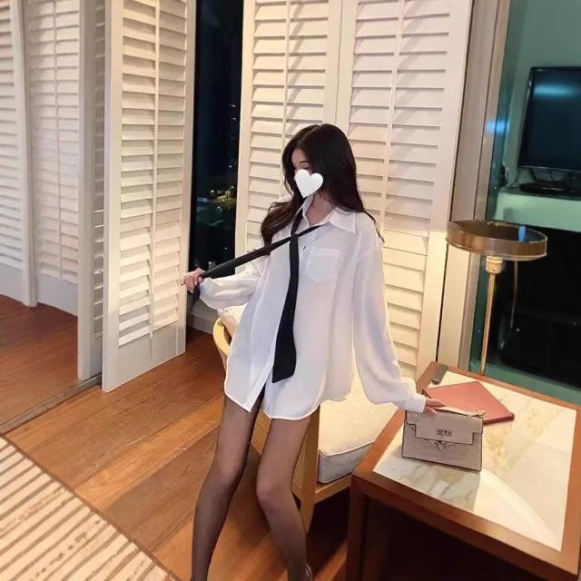 Women's College-Style Shirt - 2025 Spring/Autumn Fashionable White Top